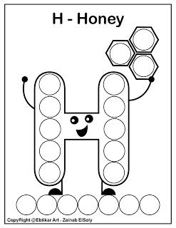 Set of abc dot marker coloring pages letter h for honey preschool alphabet printables preschool coloring pages kindergarten coloring pages