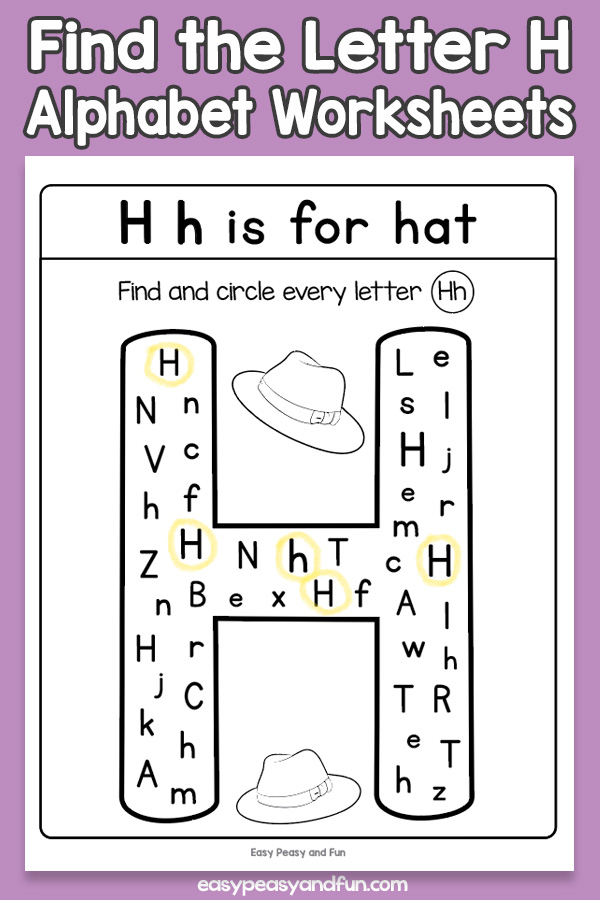 Find the letter h worksheets â easy peasy and fun hip