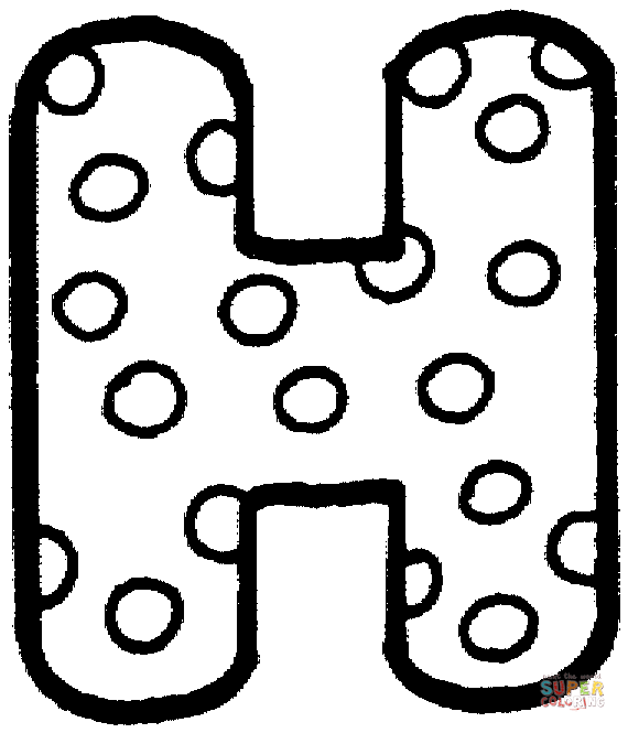Letter h with polka dot coloring page free printable coloring pages