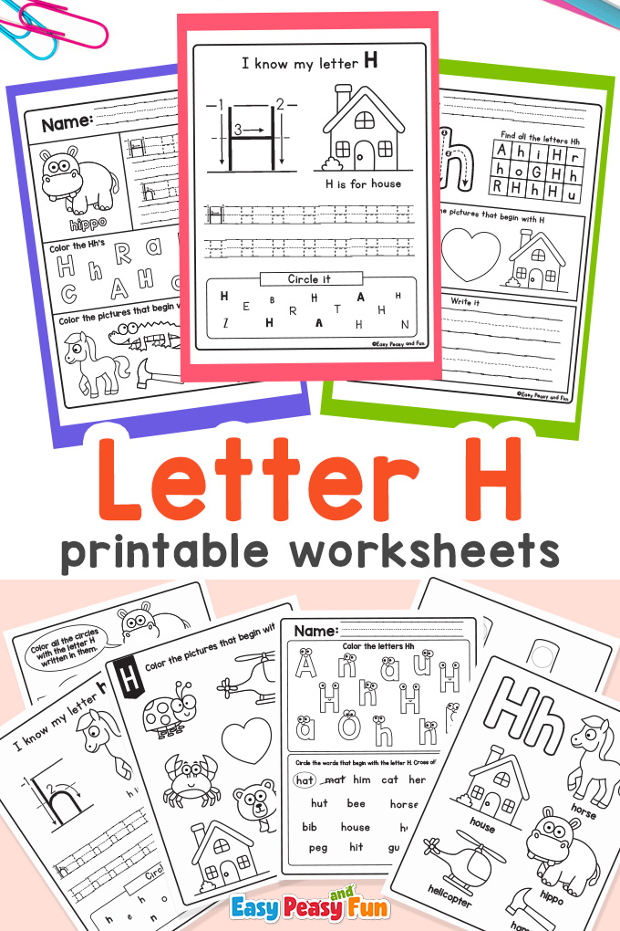 Letter h worksheets for preschool and kindergarten