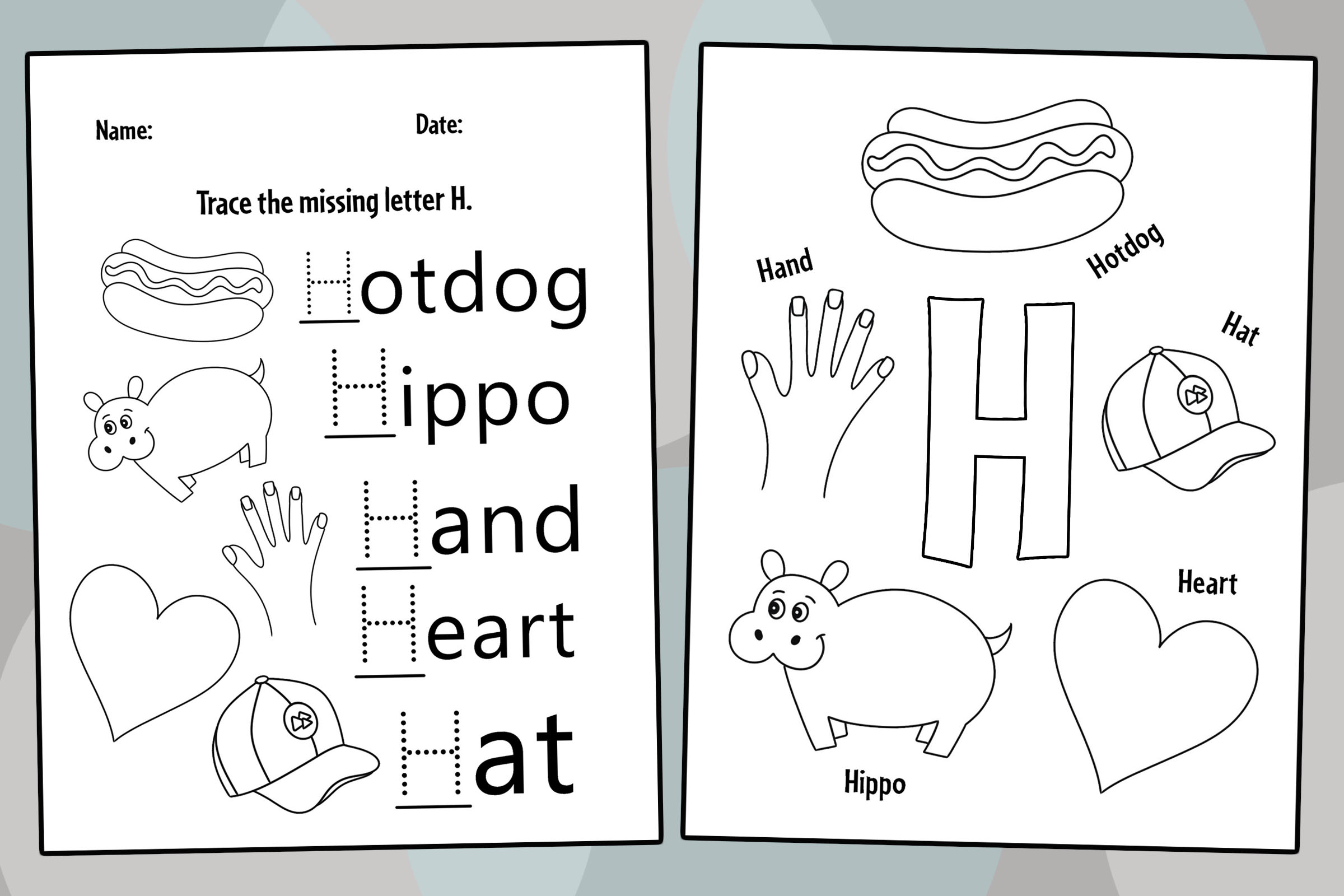 Free letter h worksheets for preschool â the hollydog blog