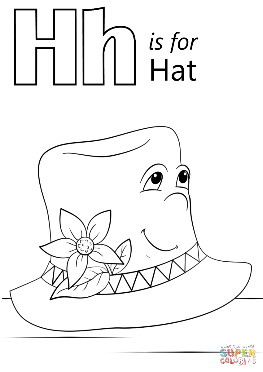 Letter h is for hat coloring page free printable coloring pages