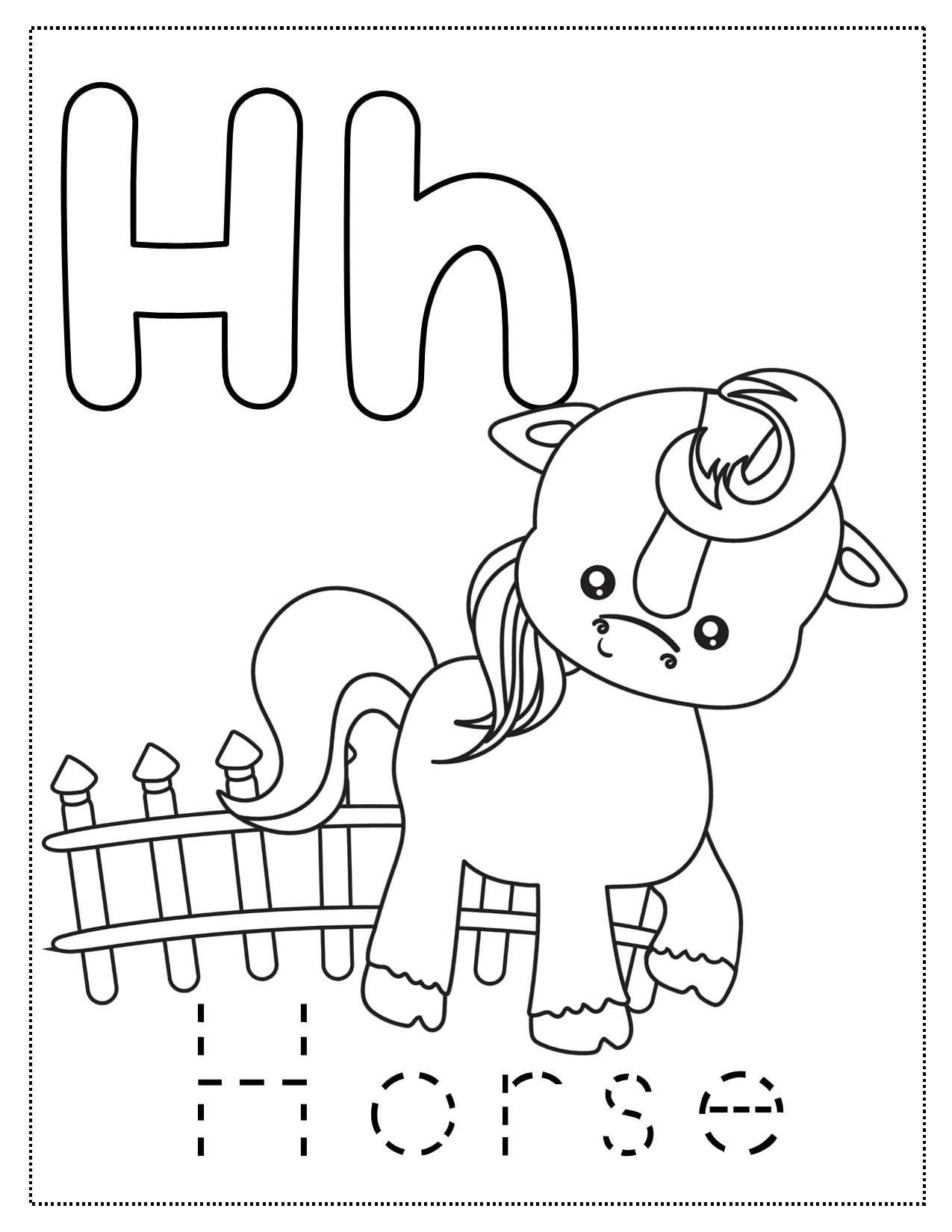 H is for heart craft coloring page