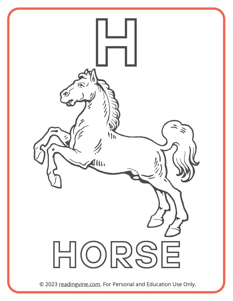 Letter h coloring pages