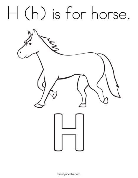 H h is for horse coloring page