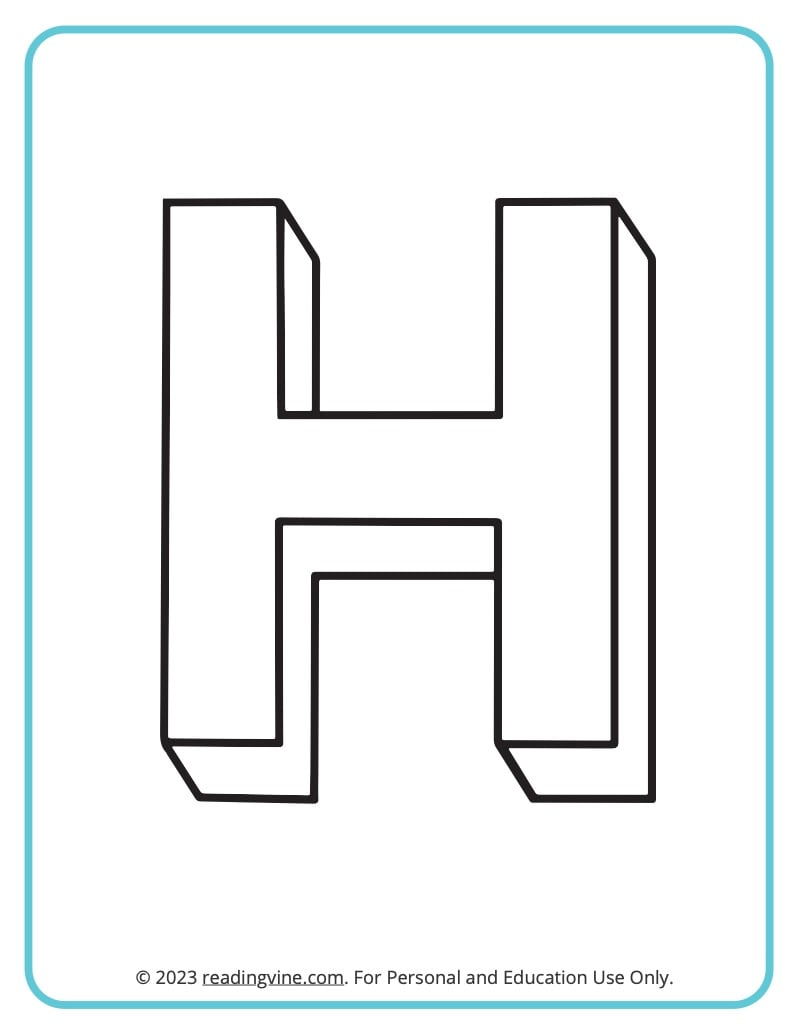 Letter h coloring pages