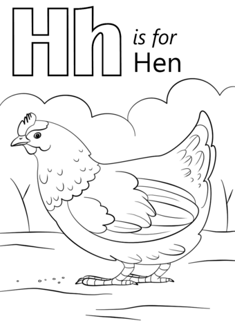 Letter h is for hen coloring page free printable coloring pages