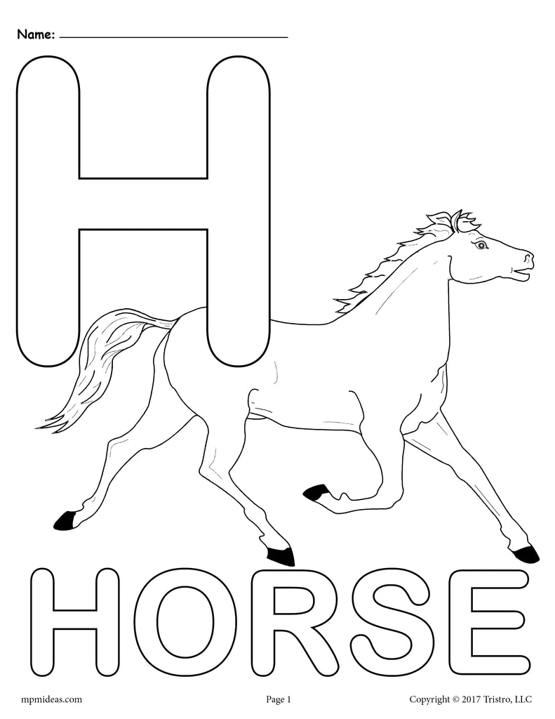 Letter h alphabet coloring pages