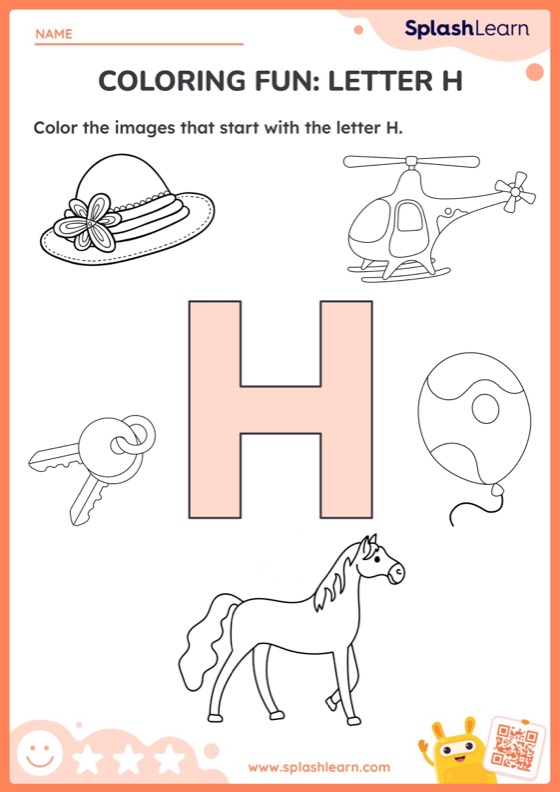 Coloring fun letter h worksheet