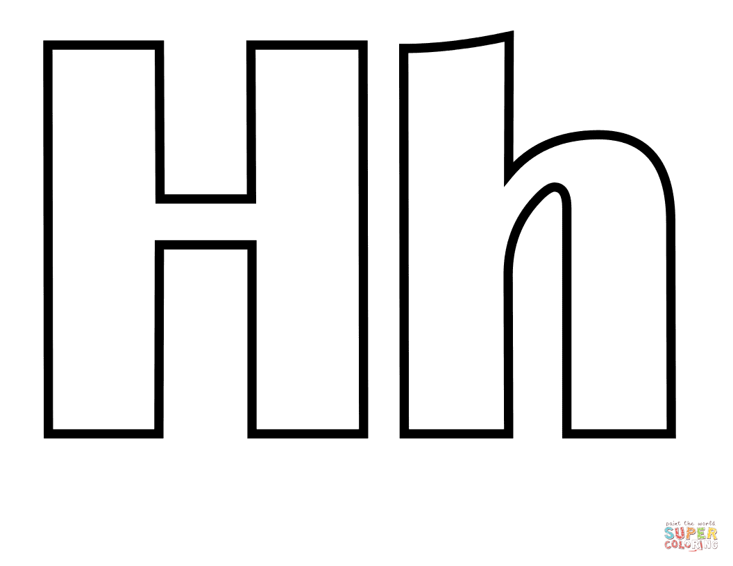 Classic letter h coloring page free printable coloring pages