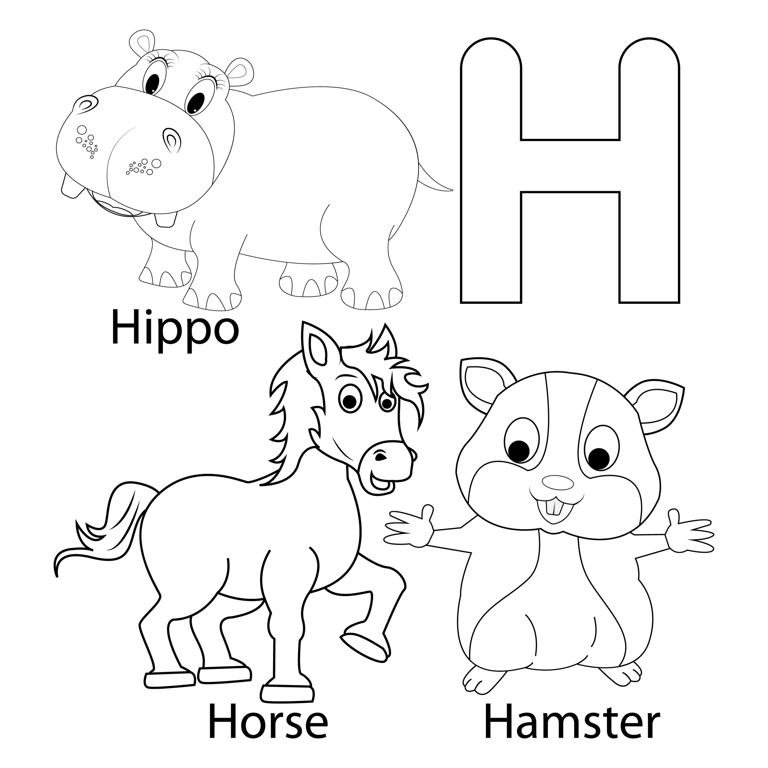 Coloring the letter h for children