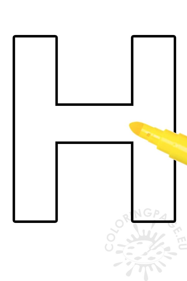 Letter h template printable coloring page