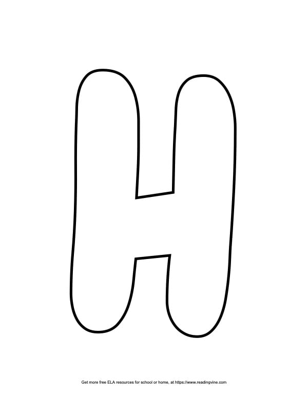 Bubble letter h free printable styles
