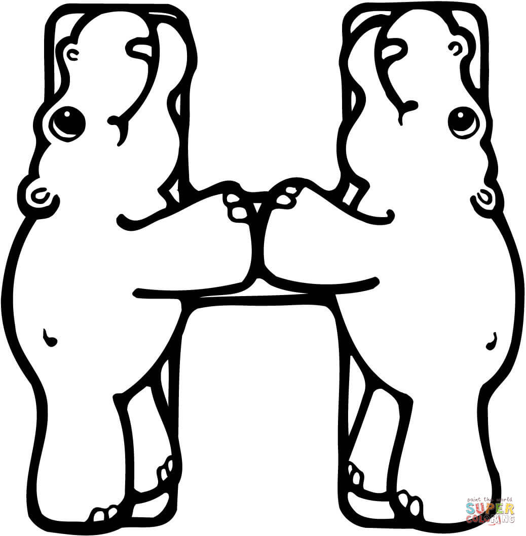 Letter h is for hippo or hippopotamus coloring page free printable coloring pages