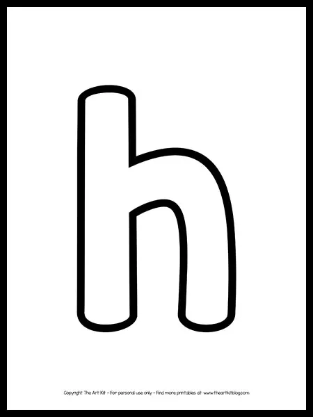 Lowercase letter h outline printable free â the art kit