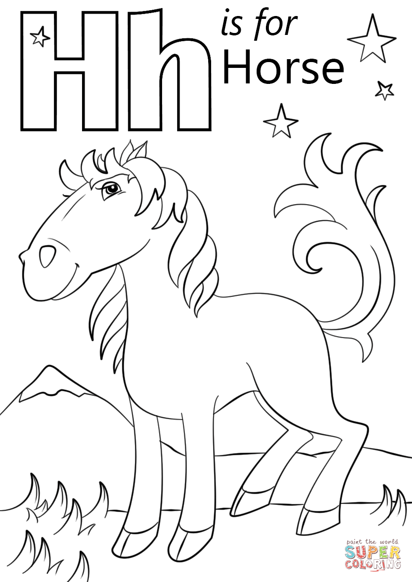Letter h is for horse coloring page free printable coloring pages
