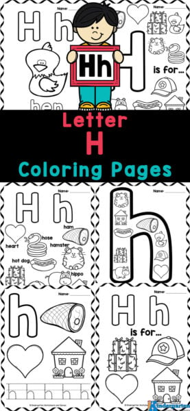 Free printable letter h coloring sheet pages for kids