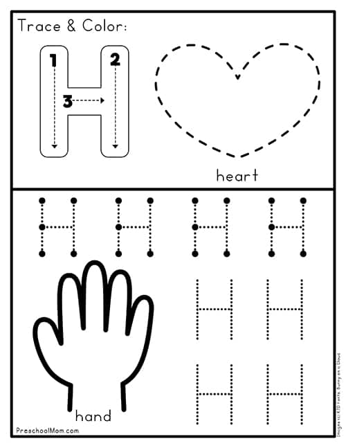 Letter h preschool printables