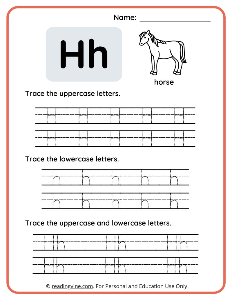 Letter h worksheets for preschool free printable