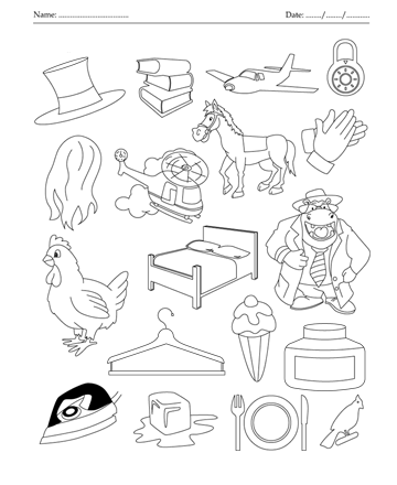 Color the picture which start with letter h printable coloring worksheet