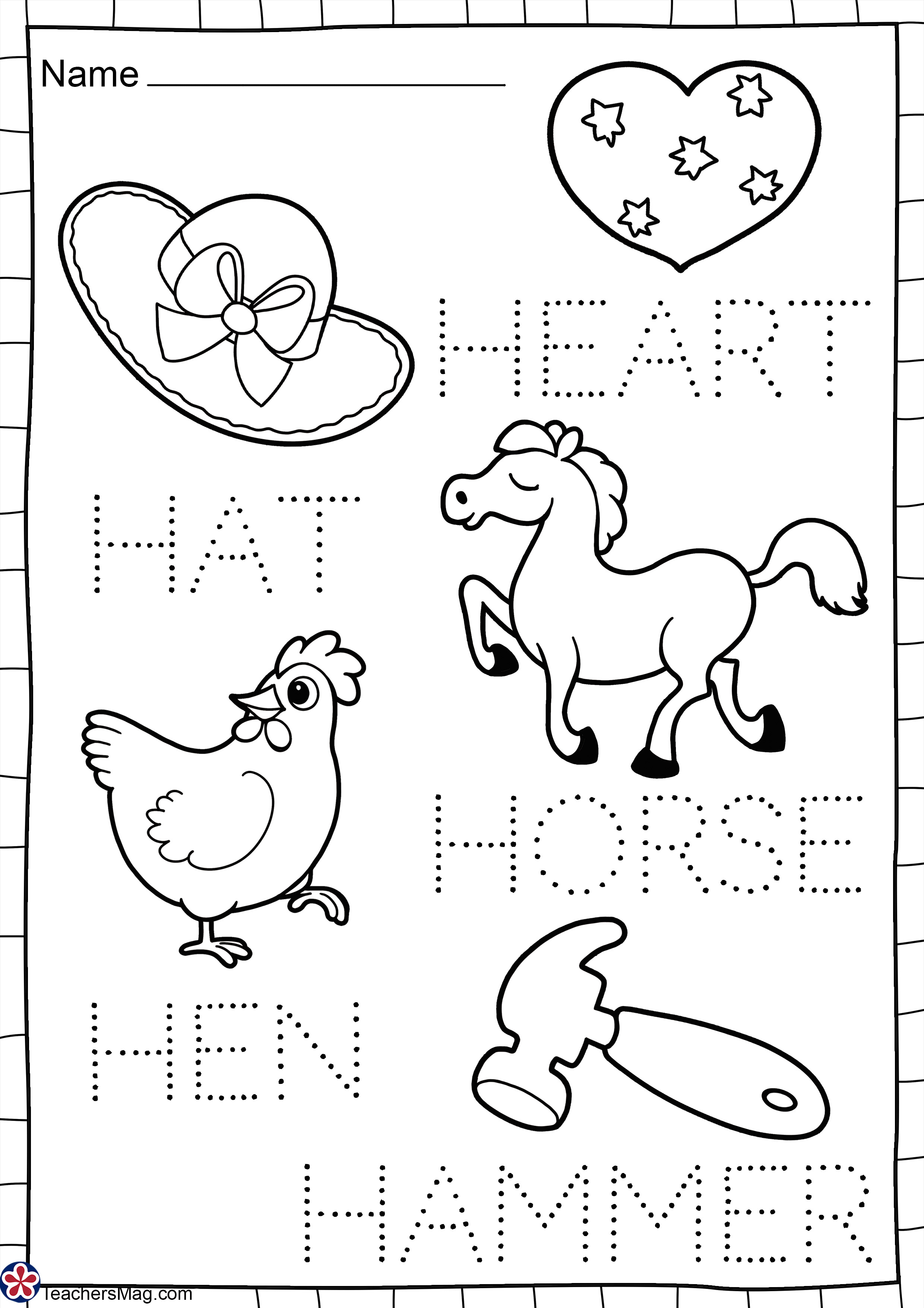 Letter h free worksheets