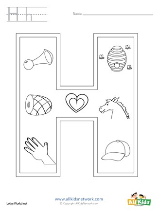 Letter h coloring page all kids network