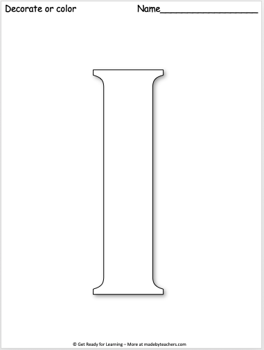 Free giant letter i worksheet