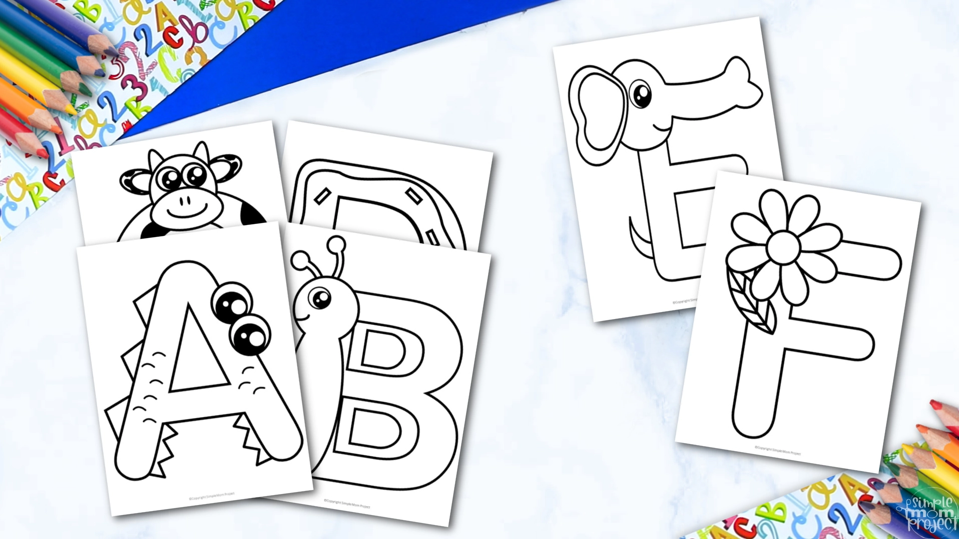 Fun alphabet coloring page bundle