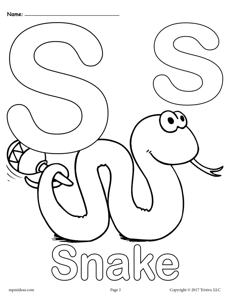 Letter s alphabet coloring pages