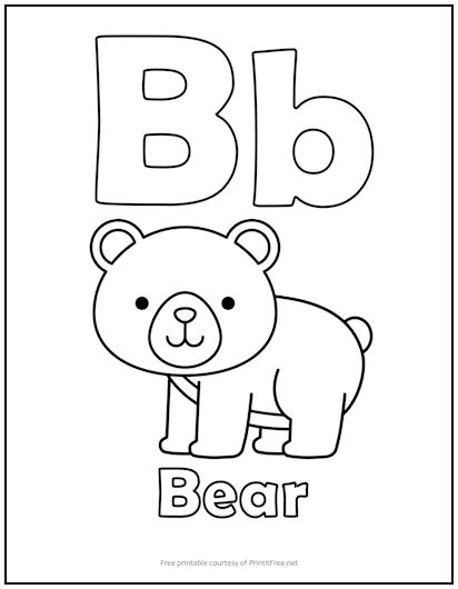 Alphabet letter âbâ coloring page print it free