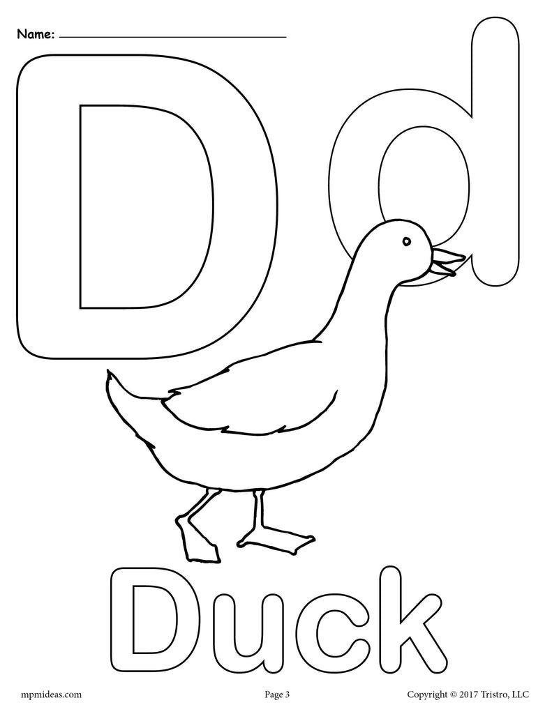 Letter d alphabet coloring pages