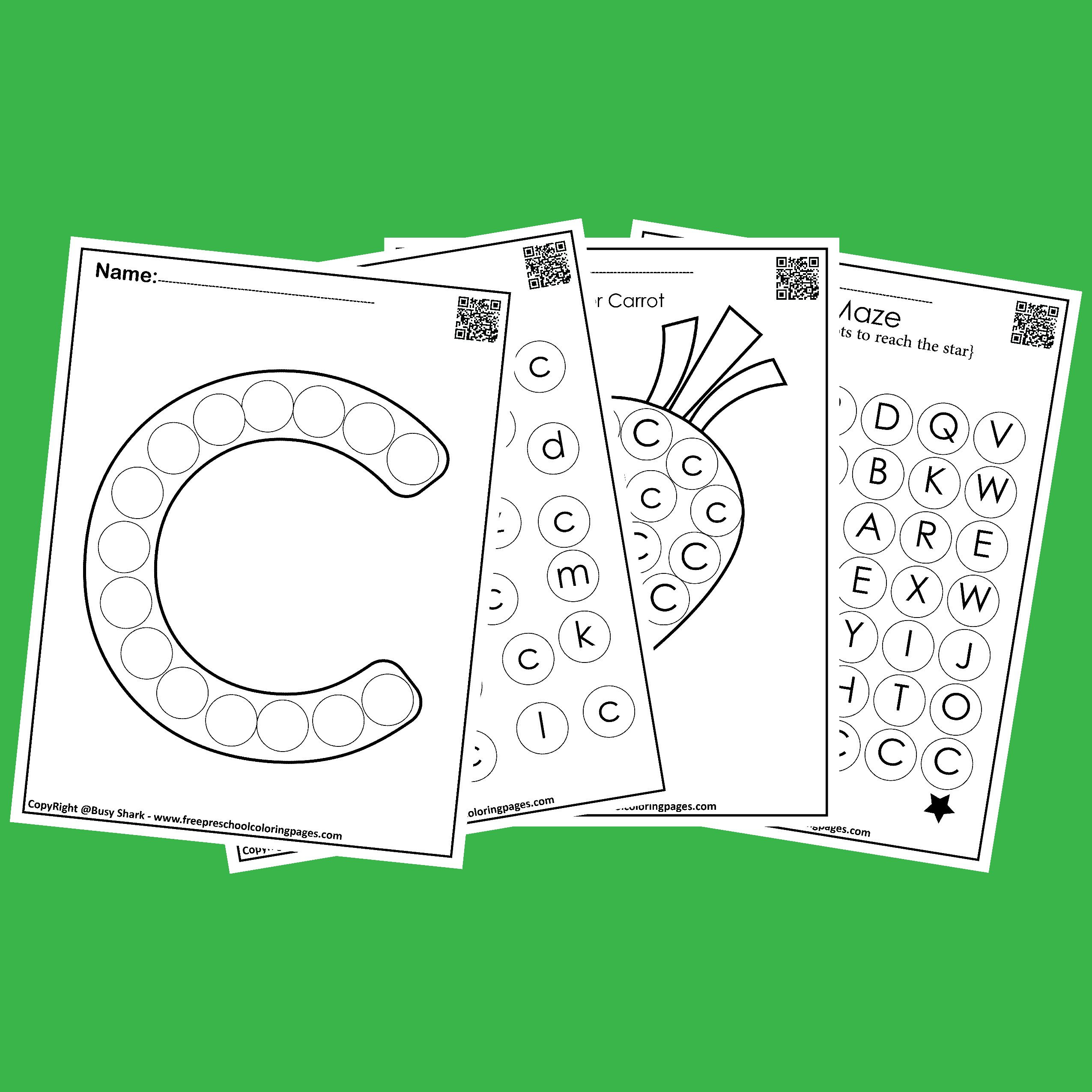 Letter c dot markers free coloring pages