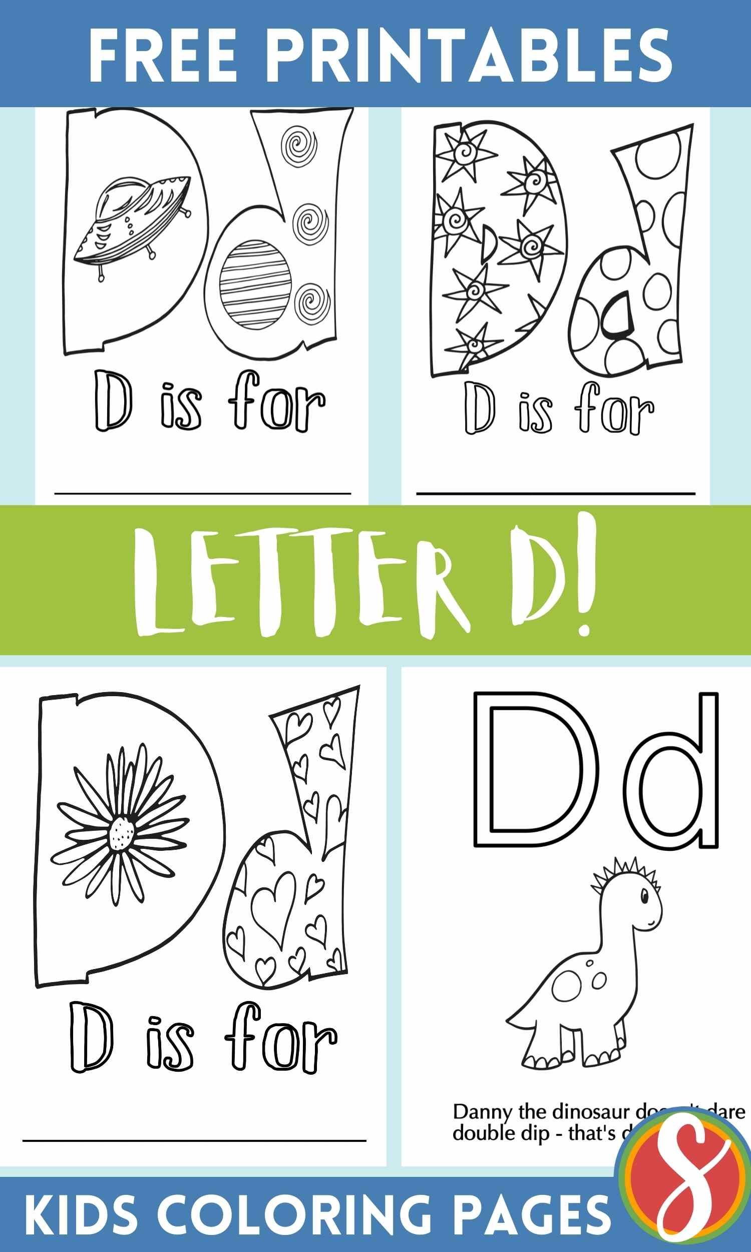 Free letter d coloring pages â stevie doodles