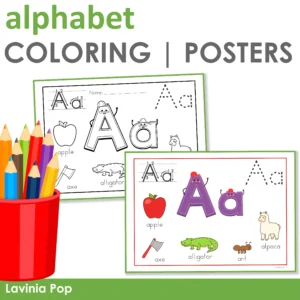 Alphabet coloring book and posters letters a