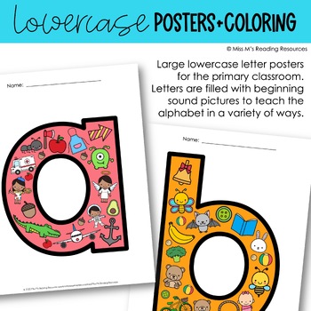 Alphabet posters and coloring pages lowercase bulletin board letters