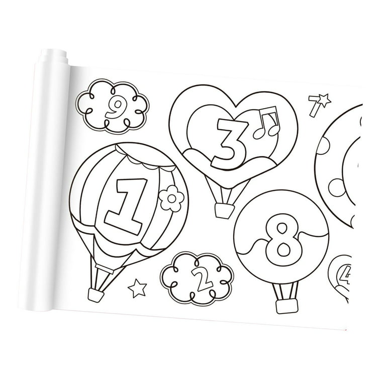 Coloring poster birthday gift xcm painting diy coloring book art paper roll sticky for kids markers toddlers party boys girls number letter