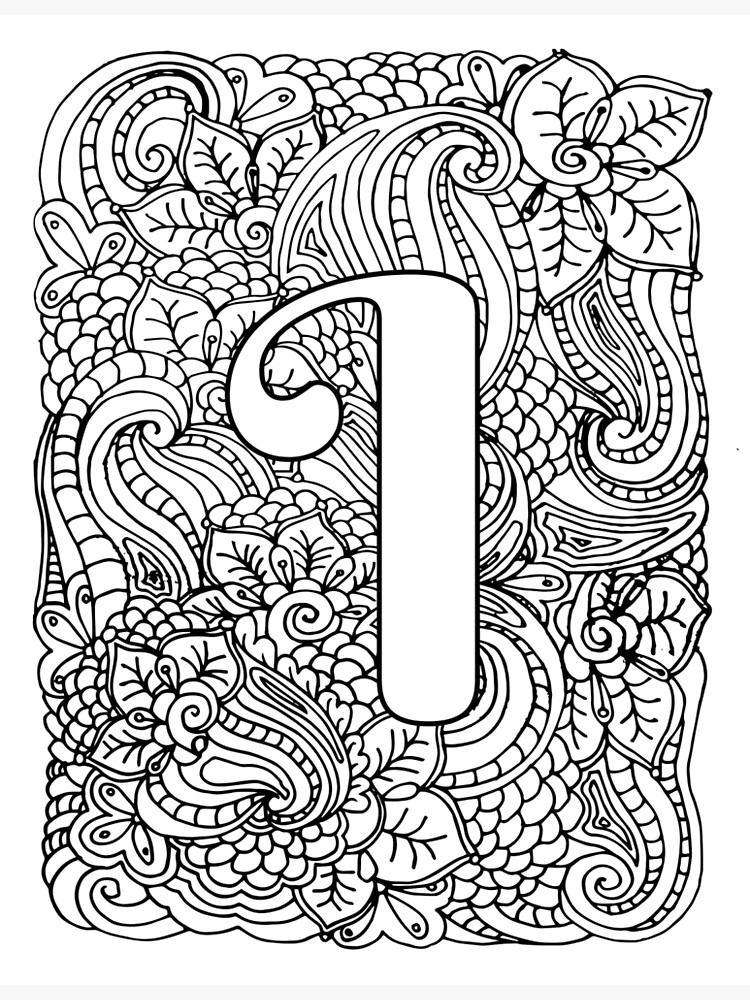 Adult coloring page monogram letter i poster for sale by mamasweetea