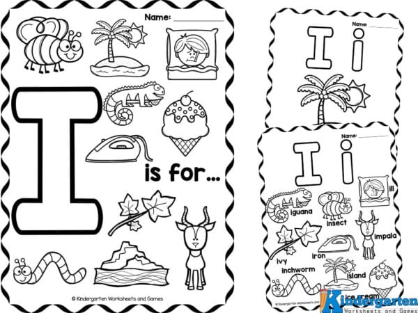 Free printable letter i coloring sheet pages for kids