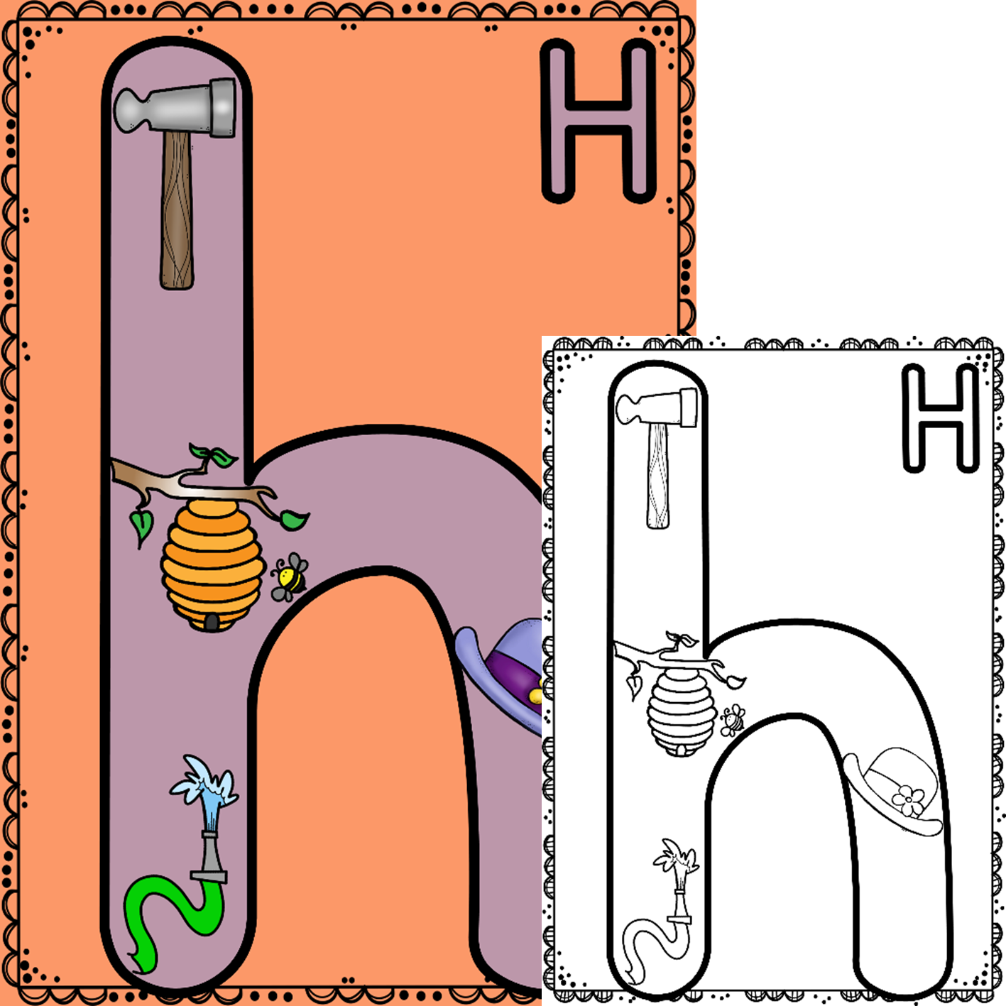 Alphabet display posters and coloring pages made by teachers