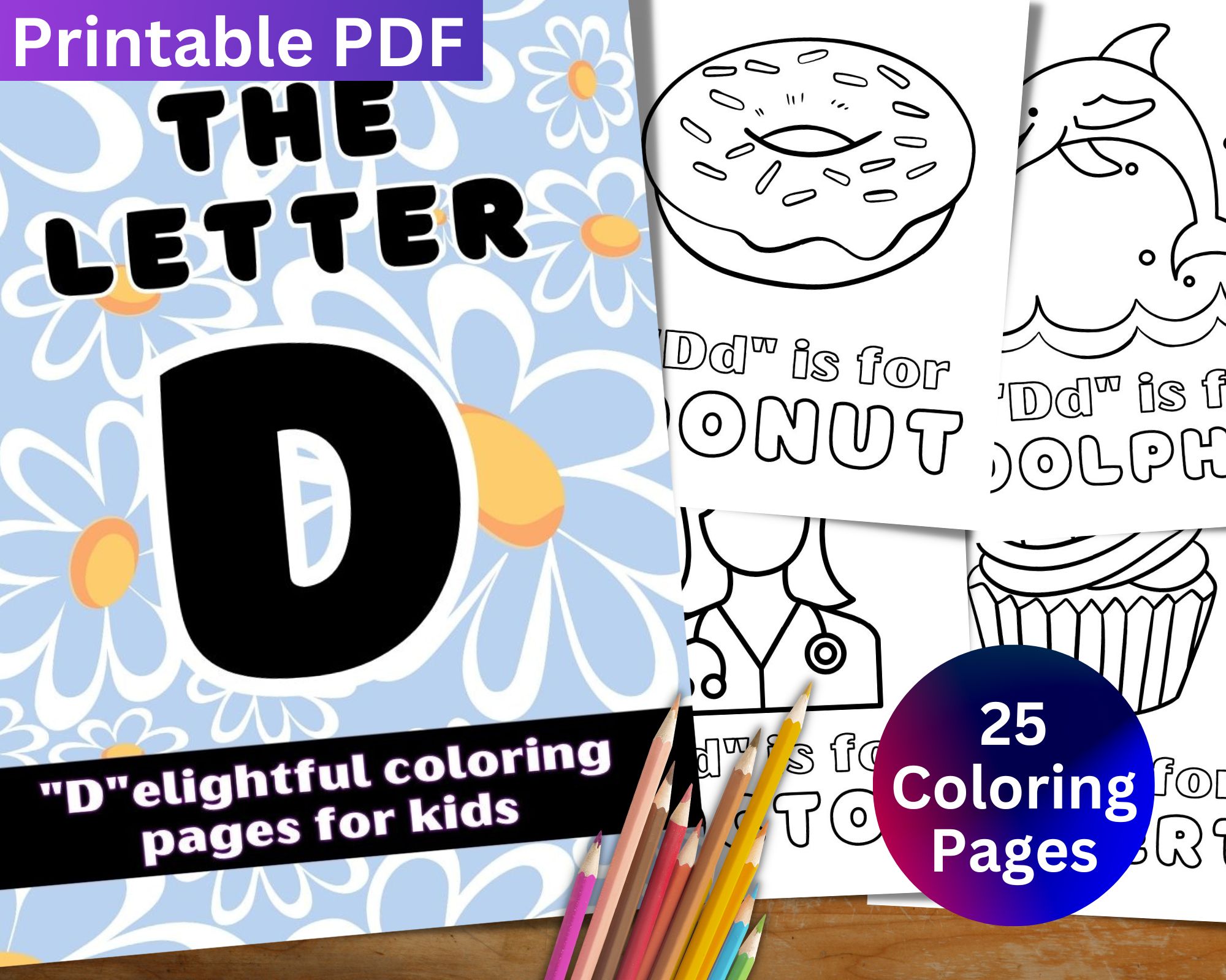 Awesome letter d coloring pages printable pdf for kids