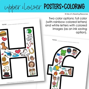 Alphabet posters and coloring pages bulletin board letters bundle