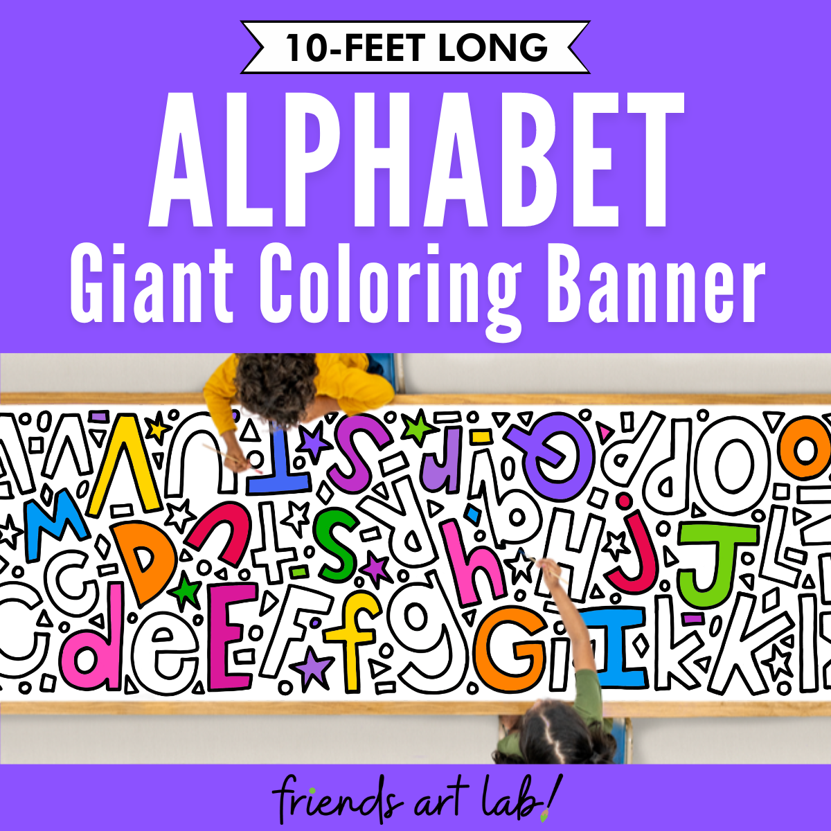 Giant alphabet coloring page banner