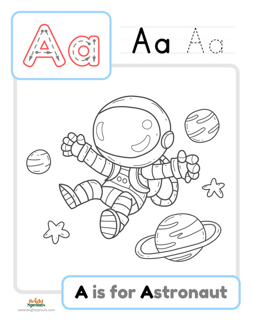 Letter a worksheets a tracing and coloring pages