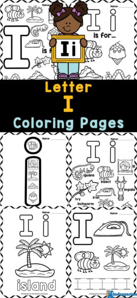 Free printable letter i coloring sheet pages for kids