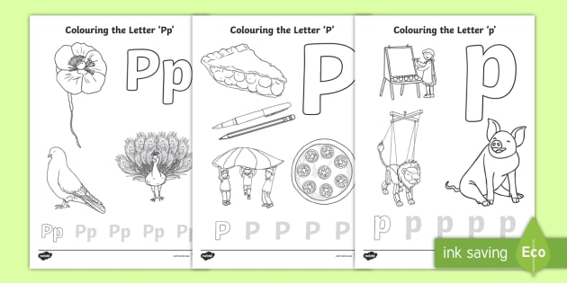 Letter p coloring pages teacher