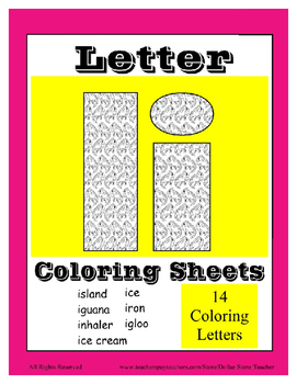 Alphabet coloring pages for the letter i beginning sound pictures for i