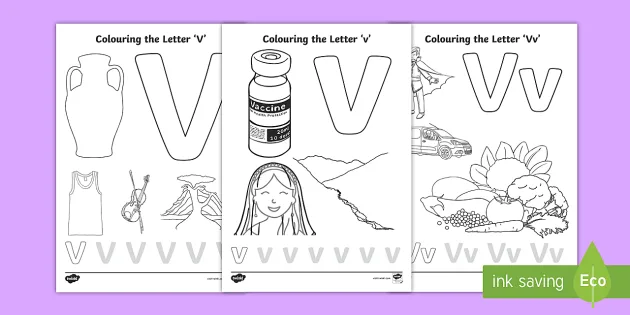 Letter v louring pages parents home teaching tools