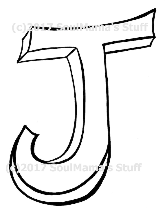 Blank capital letter j coloring page digital download printable alphabet nursery decor teacher supplies homeschool supplies