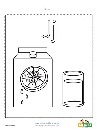 Coloring page for the letter j all kids network