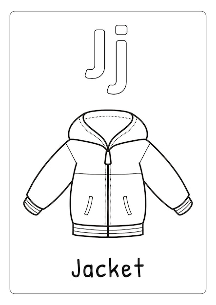 Premium vector alphabet letter j for jacket coloring page for kids